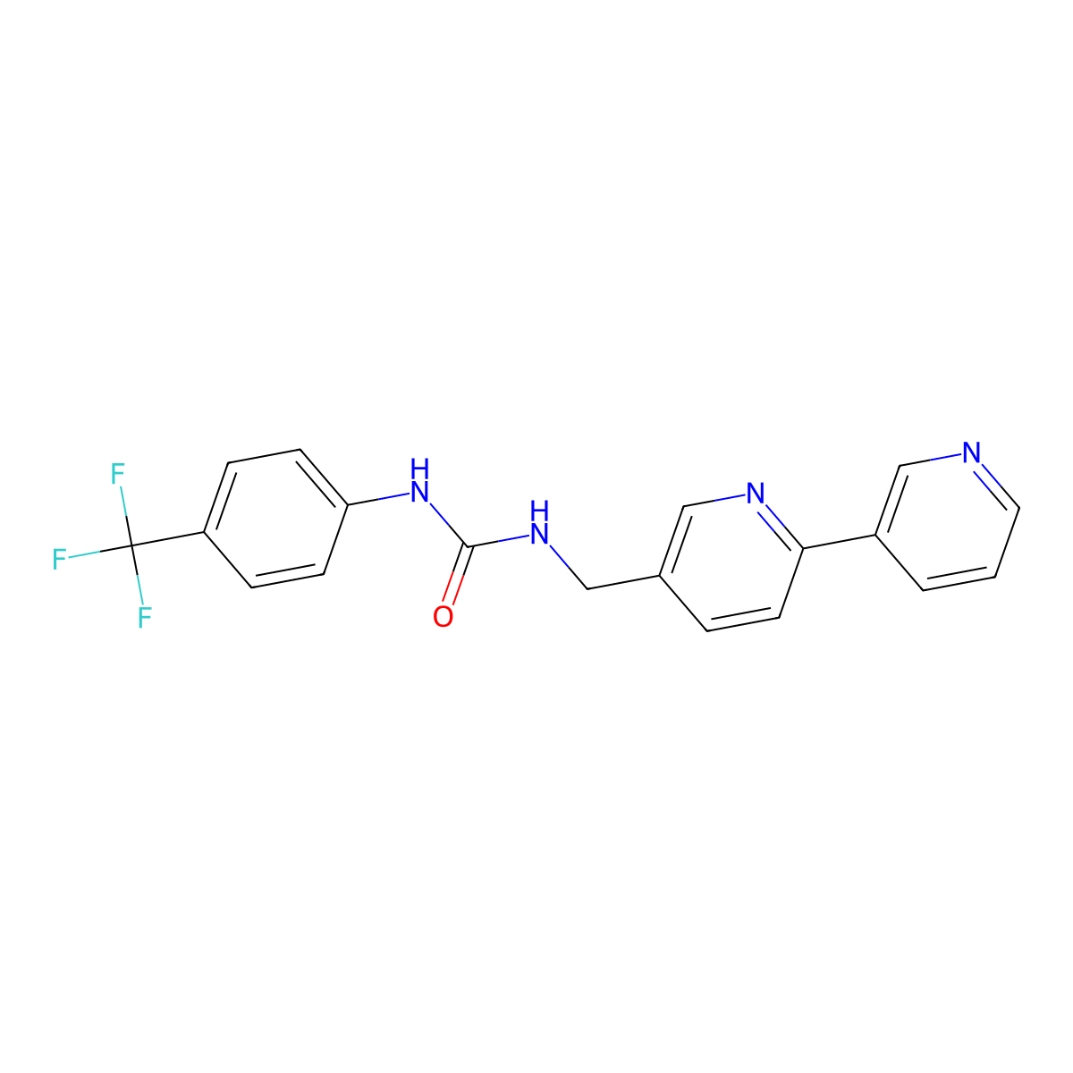 1-([2,3'-Bipyridin]-5-ylmethyl)-3-(4-(trifluoromethyl)phenyl)urea molecular structure, CAS 2034479-72-4