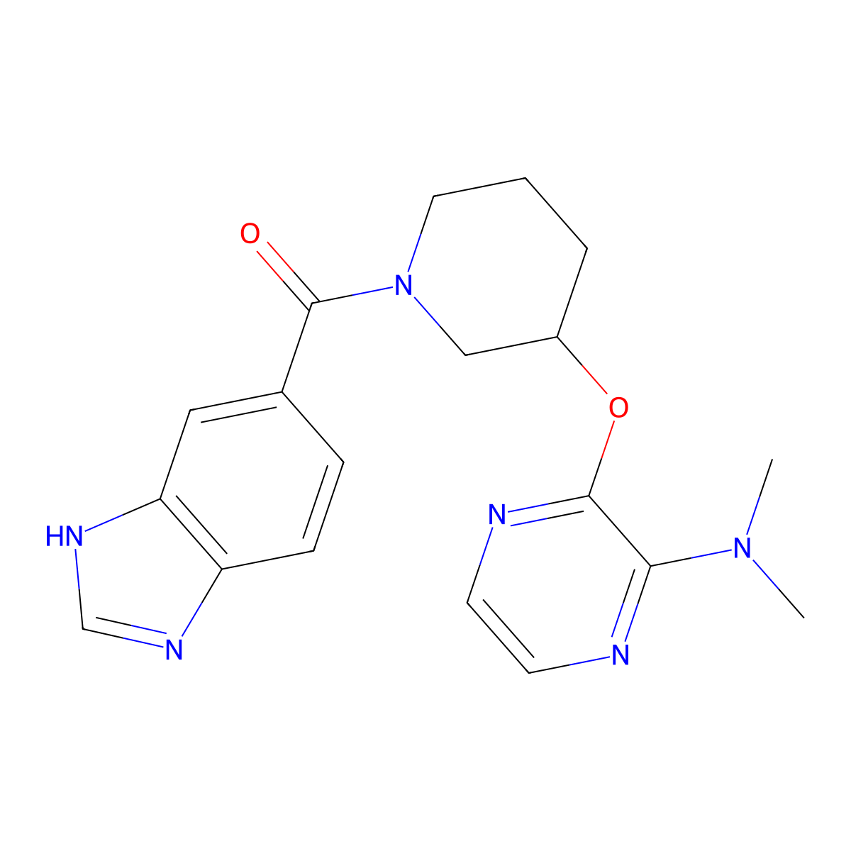 (1H-benzo[d]imidazol-5-yl)(3-((3-(dimethylamino)pyrazin-2-yl)oxy)piperidin-1-yl)methanone molecular structure, CAS 2034479-76-8