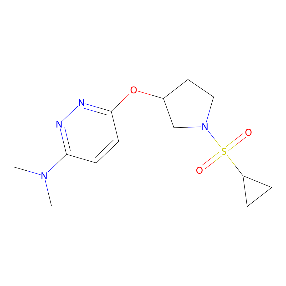 6-((1-(cyclopropylsulfonyl)pyrrolidin-3-yl)oxy)-N,N-dimethylpyridazin-3-amine molecular structure, CAS 2034479-77-9