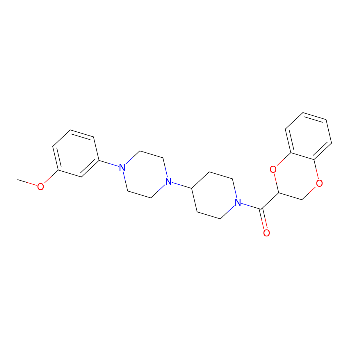 (2,3-Dihydrobenzo[b][1,4]dioxin-2-yl)(4-(4-(3-methoxyphenyl)piperazin-1-yl)piperidin-1-yl)methanone molecular structure, CAS 2034479-81-5