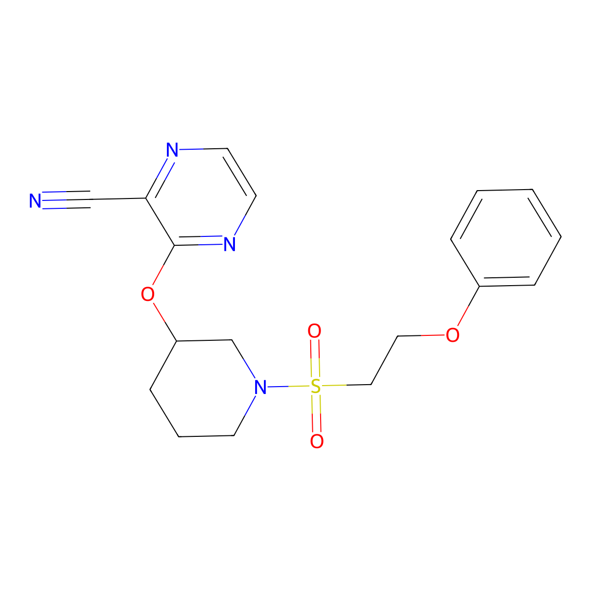 3-((1-((2-Phenoxyethyl)sulfonyl)piperidin-3-yl)oxy)pyrazine-2-carbonitrile molecular structure, CAS 2034479-88-2