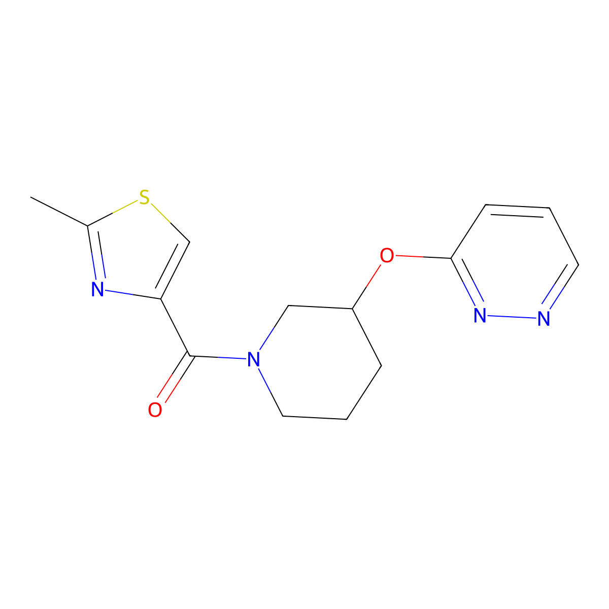 (2-Methylthiazol-4-yl)(3-(pyridazin-3-yloxy)piperidin-1-yl)methanone molecular structure, CAS 2034479-90-6