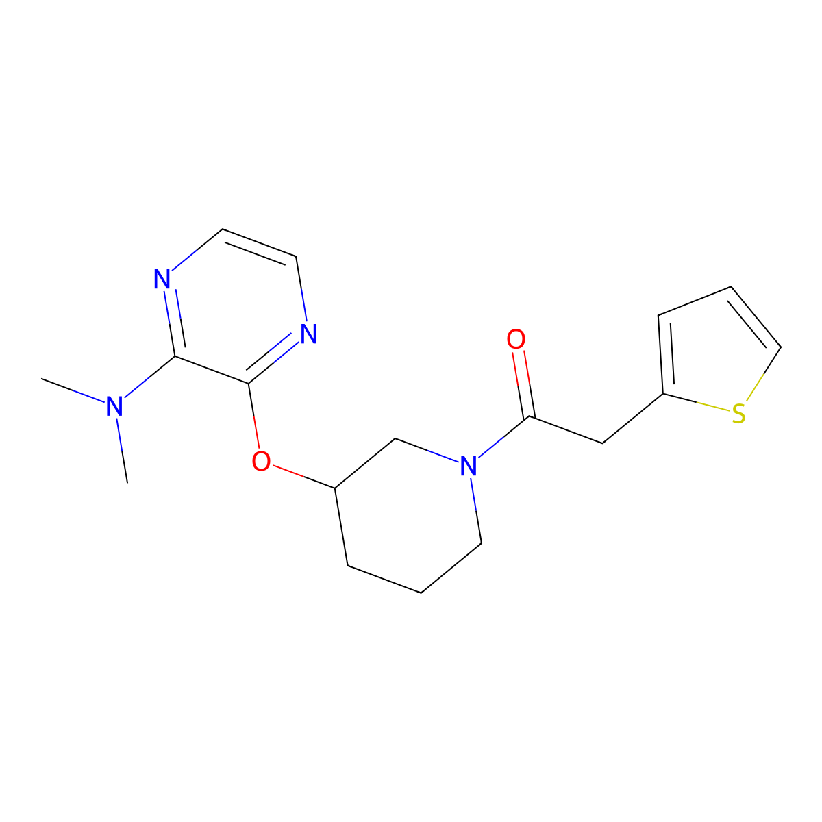 1-(3-((3-(Dimethylamino)pyrazin-2-yl)oxy)piperidin-1-yl)-2-(thiophen-2-yl)ethanone molecular structure, CAS 2034479-98-4