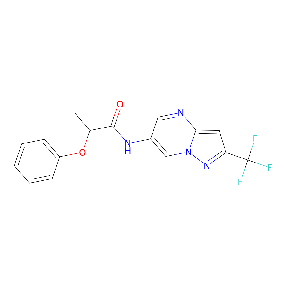 2-phenoxy-N-[2-(trifluoromethyl)pyrazolo[1,5-a]pyrimidin-6-yl]propanamide molecular structure, CAS 2034480-00-5
