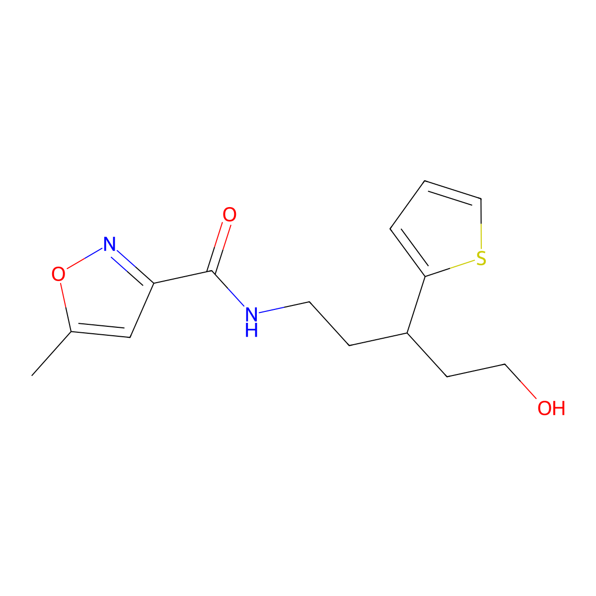 N-(5-hydroxy-3-(thiophen-2-yl)pentyl)-5-methylisoxazole-3-carboxamide molecular structure, CAS 2034480-09-4