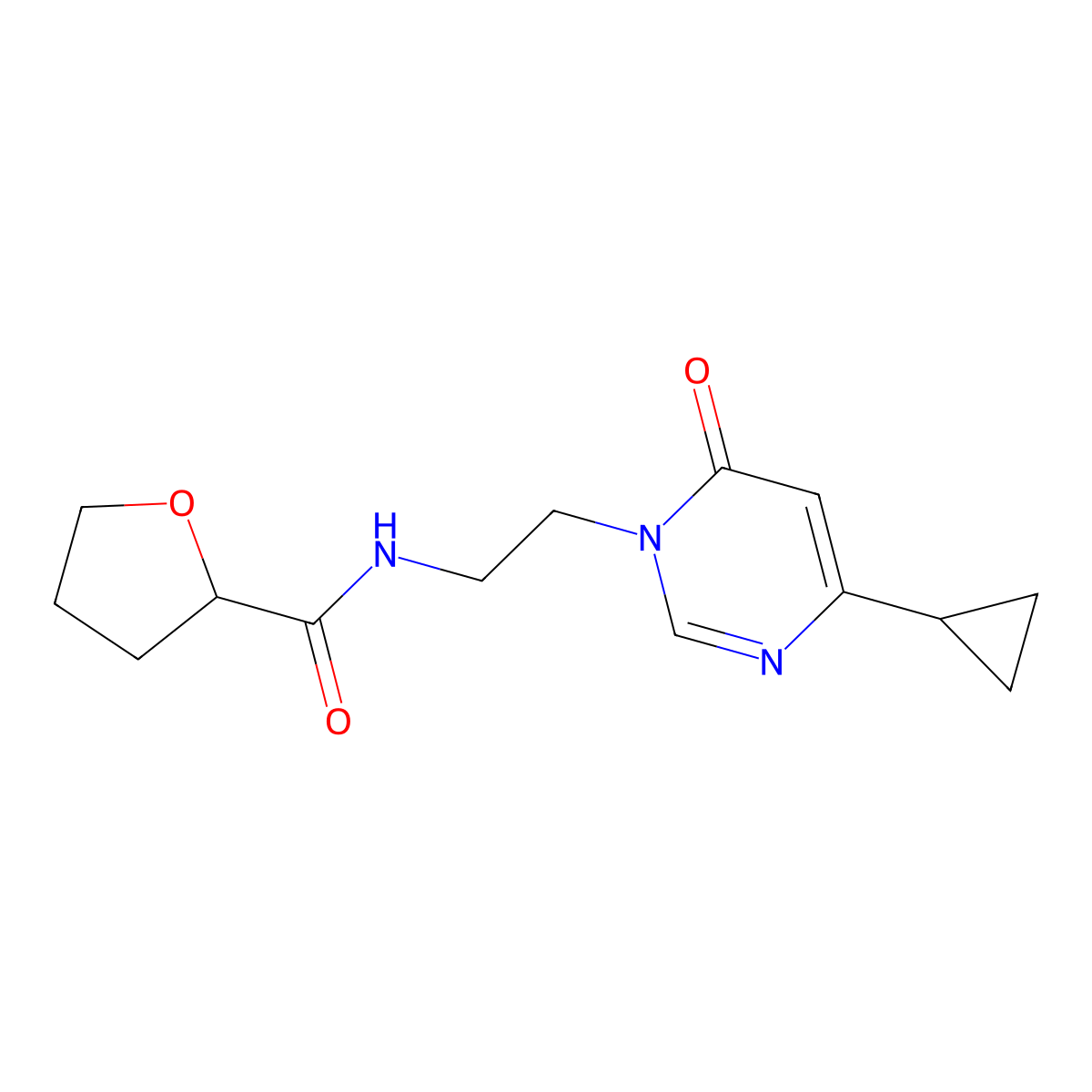 N-(2-(4-cyclopropyl-6-oxopyrimidin-1(6H)-yl)ethyl)tetrahydrofuran-2-carboxamide molecular structure, CAS 2034480-17-4