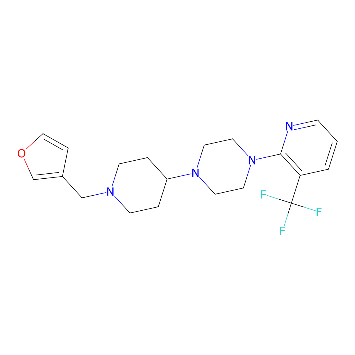 1-(1-(Furan-3-ylmethyl)piperidin-4-yl)-4-(3-(trifluoromethyl)pyridin-2-yl)piperazine molecular structure, CAS 2034480-22-1