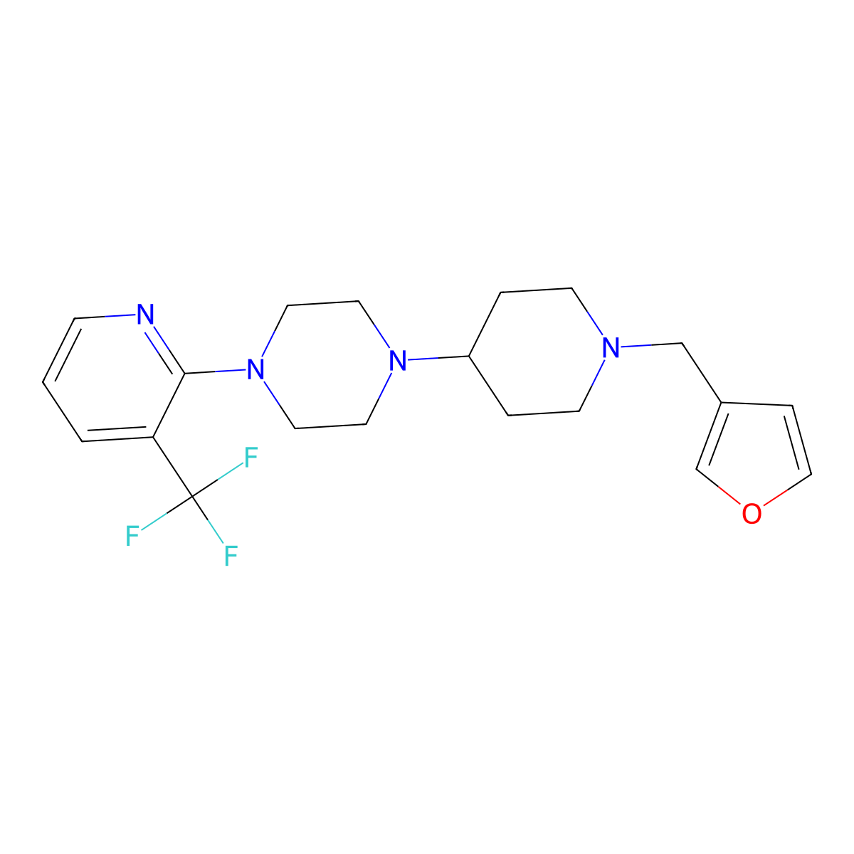 1-(1-(Furan-3-ylmethyl)piperidin-4-yl)-4-(3-(trifluoromethyl)pyridin-2-yl)piperazine molecular structure, CAS 2034480-22-1
