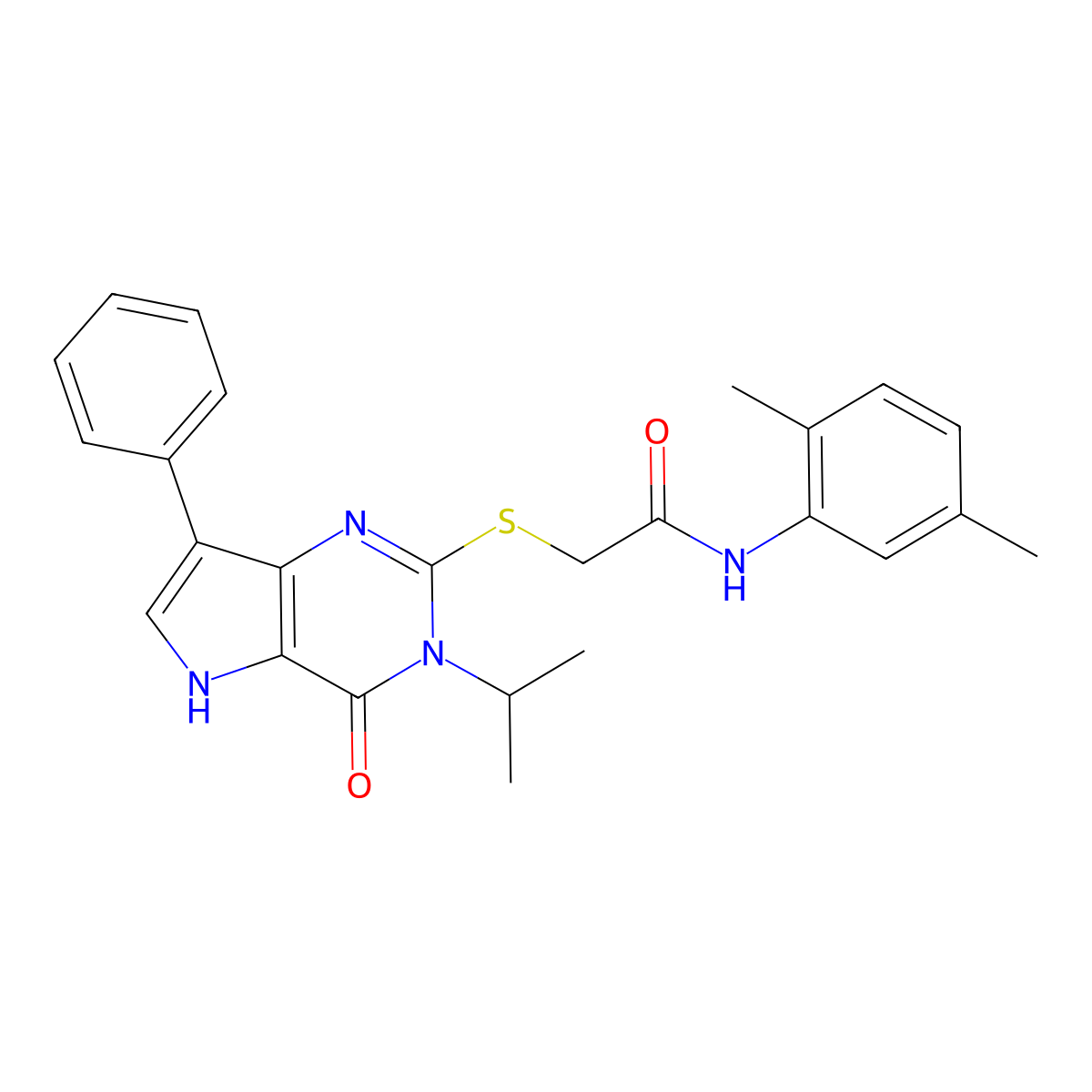 N-(2,5-dimethylphenyl)-2-((3-isopropyl-4-oxo-7-phenyl-4,5-dihydro-3H-pyrrolo[3,2-d]pyrimidin-2-yl)thio)acetamide molecular structure, CAS 2034480-27-6
