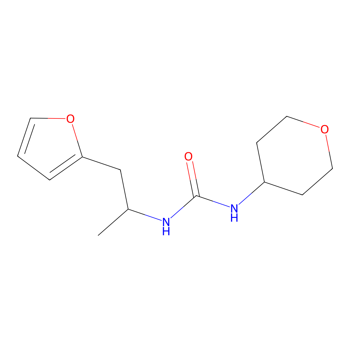 1-(1-(furan-2-yl)propan-2-yl)-3-(tetrahydro-2H-pyran-4-yl)urea molecular structure, CAS 2034480-28-7