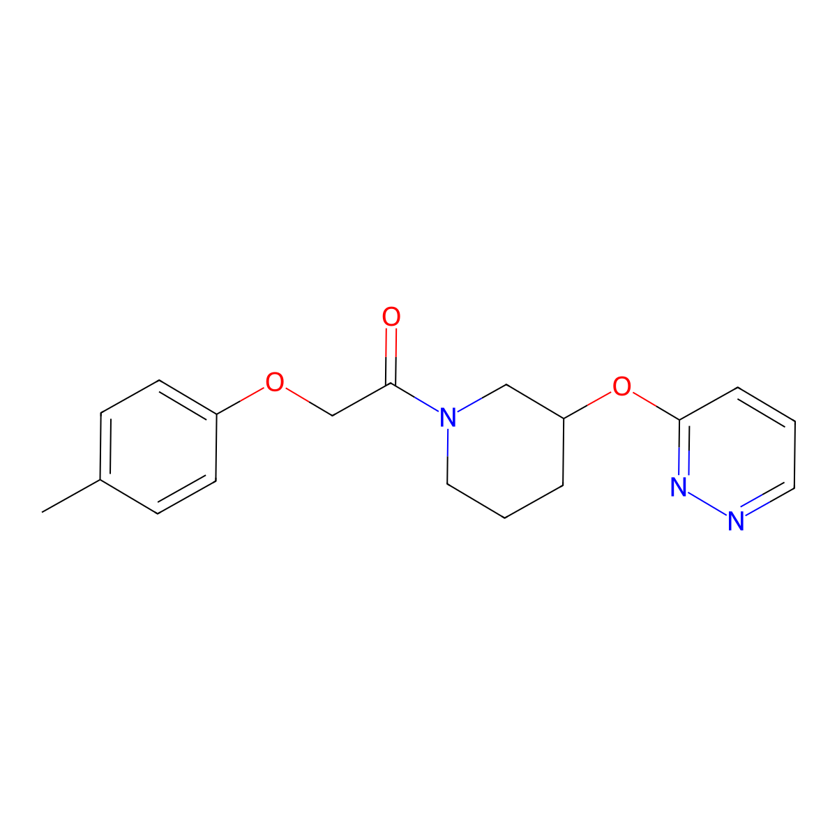 2-(4-Methylphenoxy)-1-[3-(pyridazin-3-yloxy)piperidin-1-yl]ethan-1-one molecular structure, CAS 2034480-29-8