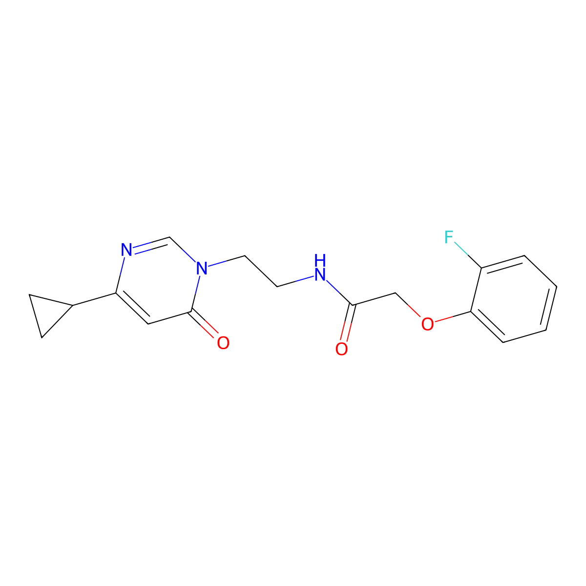 N-(2-(4-cyclopropyl-6-oxopyrimidin-1(6H)-yl)ethyl)-2-(2-fluorophenoxy)acetamide molecular structure, CAS 2034480-34-5