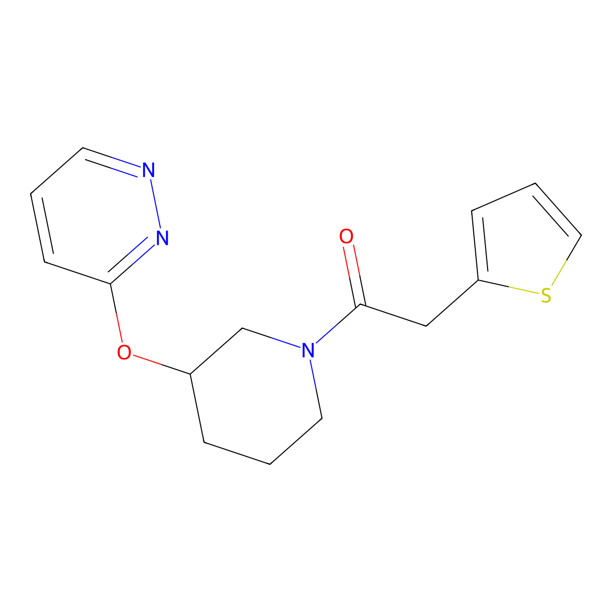 1-(3-(Pyridazin-3-yloxy)piperidin-1-yl)-2-(thiophen-2-yl)ethanone molecular structure, CAS 2034480-42-5