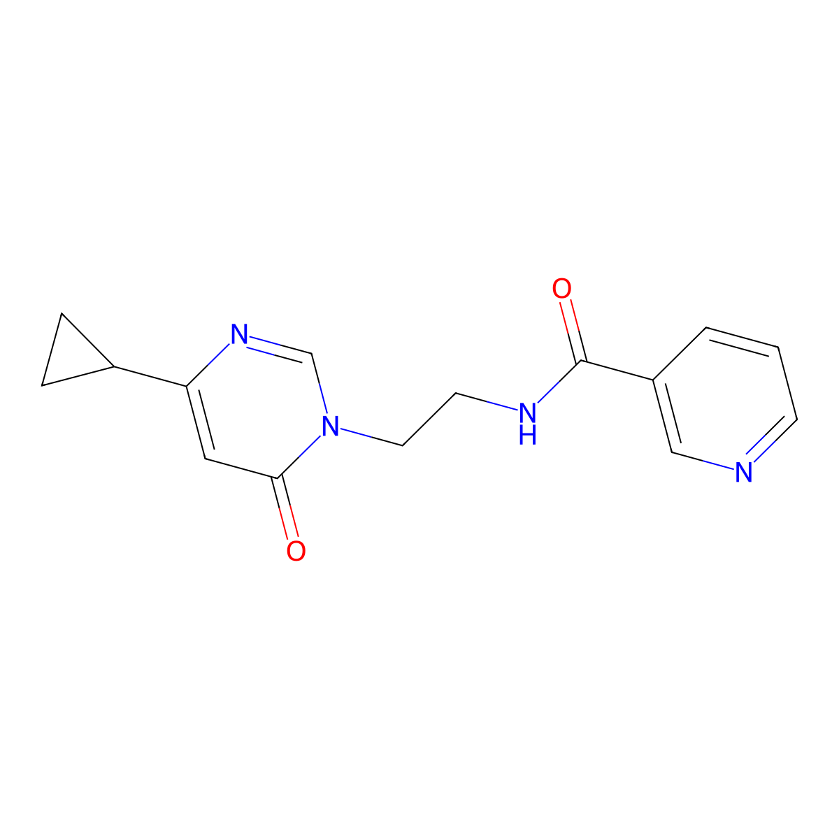 N-(2-(4-cyclopropyl-6-oxopyrimidin-1(6H)-yl)ethyl)nicotinamide molecular structure, CAS 2034480-45-8