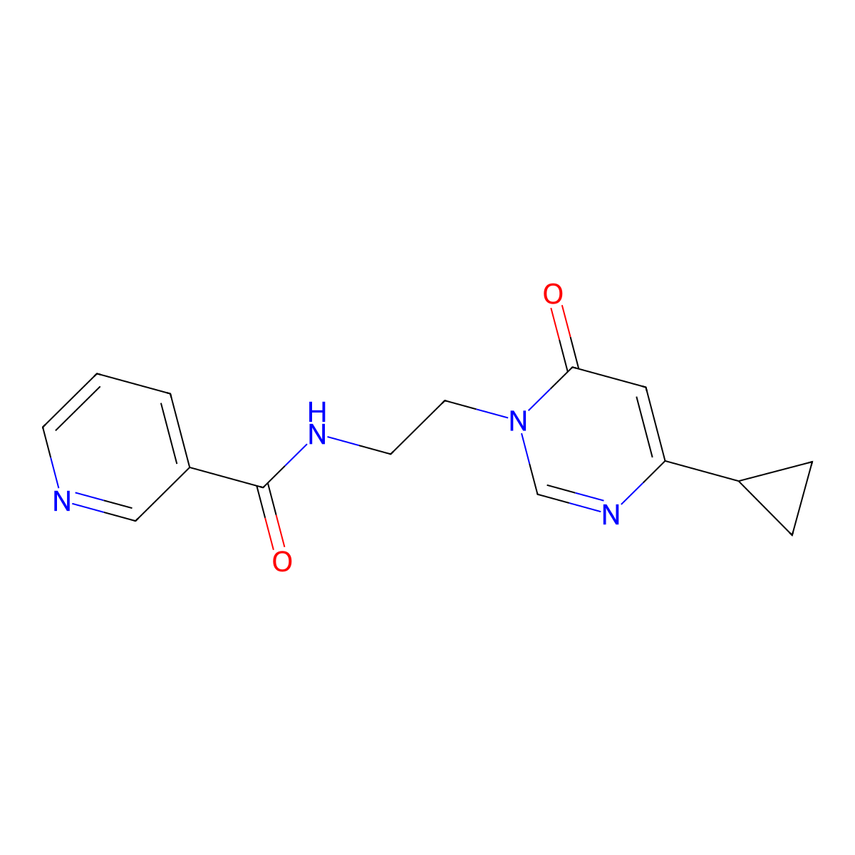 N-(2-(4-cyclopropyl-6-oxopyrimidin-1(6H)-yl)ethyl)nicotinamide molecular structure, CAS 2034480-45-8
