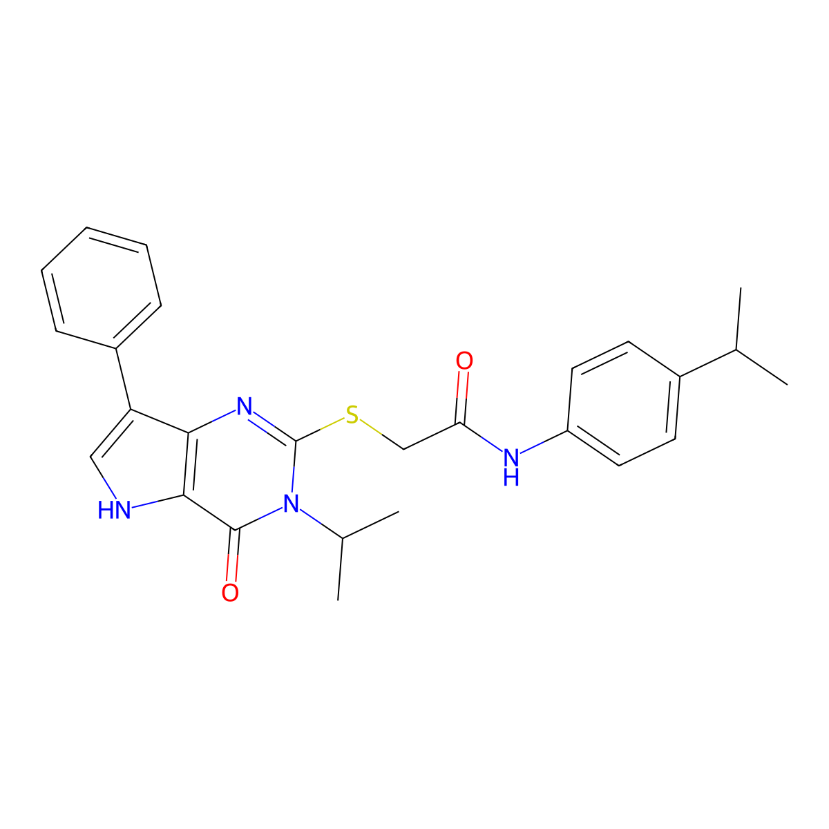 2-((3-isopropyl-4-oxo-7-phenyl-4,5-dihydro-3H-pyrrolo[3,2-d]pyrimidin-2-yl)thio)-N-(4-isopropylphenyl)acetamide molecular structure, CAS 2034480-47-0