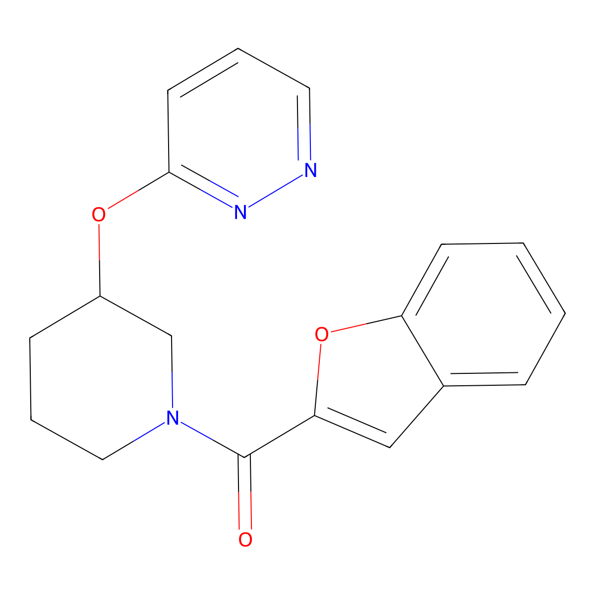 Benzofuran-2-yl(3-(pyridazin-3-yloxy)piperidin-1-yl)methanone molecular structure, CAS 2034480-50-5
