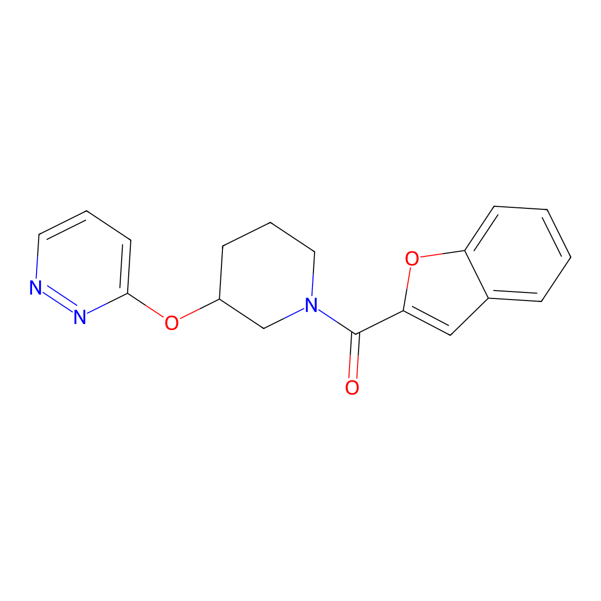 Benzofuran-2-yl(3-(pyridazin-3-yloxy)piperidin-1-yl)methanone molecular structure, CAS 2034480-50-5