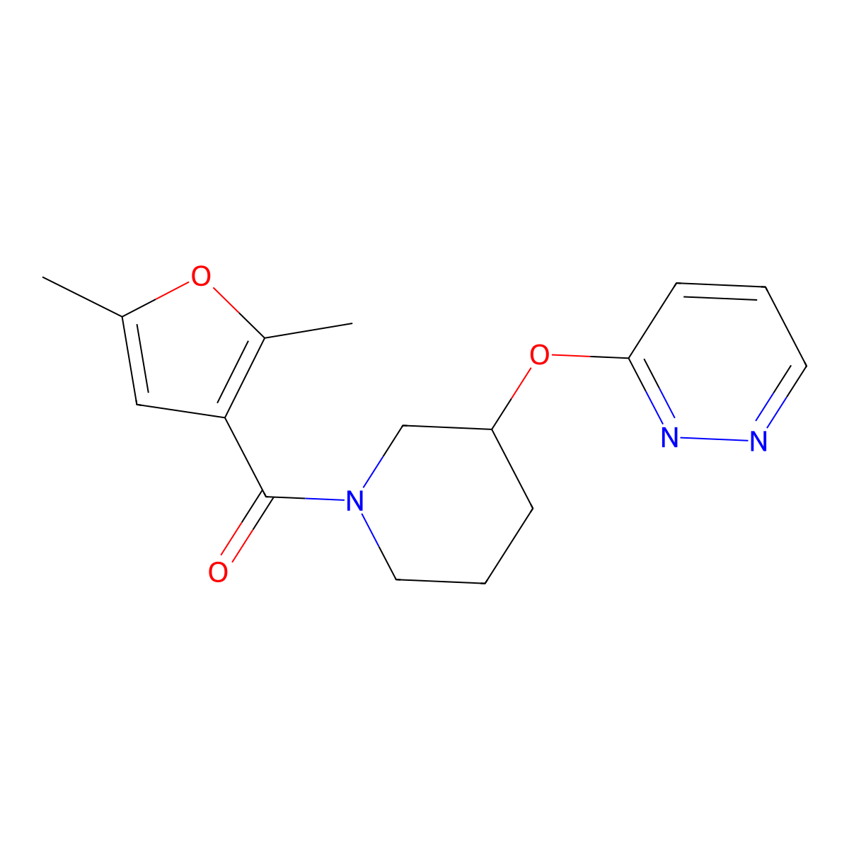 (2,5-Dimethylfuran-3-yl)(3-(pyridazin-3-yloxy)piperidin-1-yl)methanone molecular structure, CAS 2034480-54-9