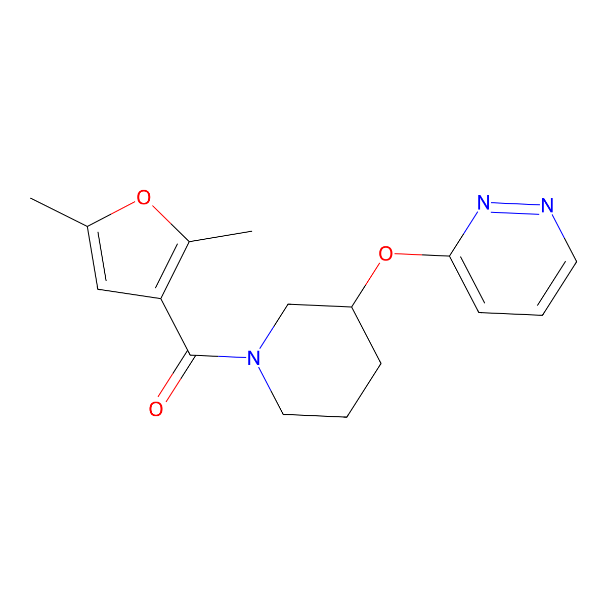 (2,5-Dimethylfuran-3-yl)(3-(pyridazin-3-yloxy)piperidin-1-yl)methanone molecular structure, CAS 2034480-54-9