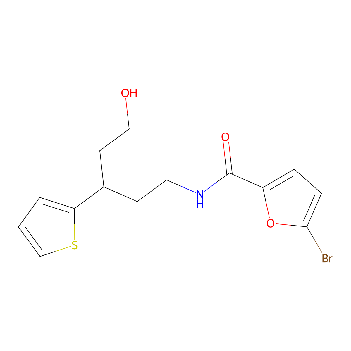 5-bromo-N-[5-hydroxy-3-(thiophen-2-yl)pentyl]furan-2-carboxamide molecular structure, CAS 2034480-62-9