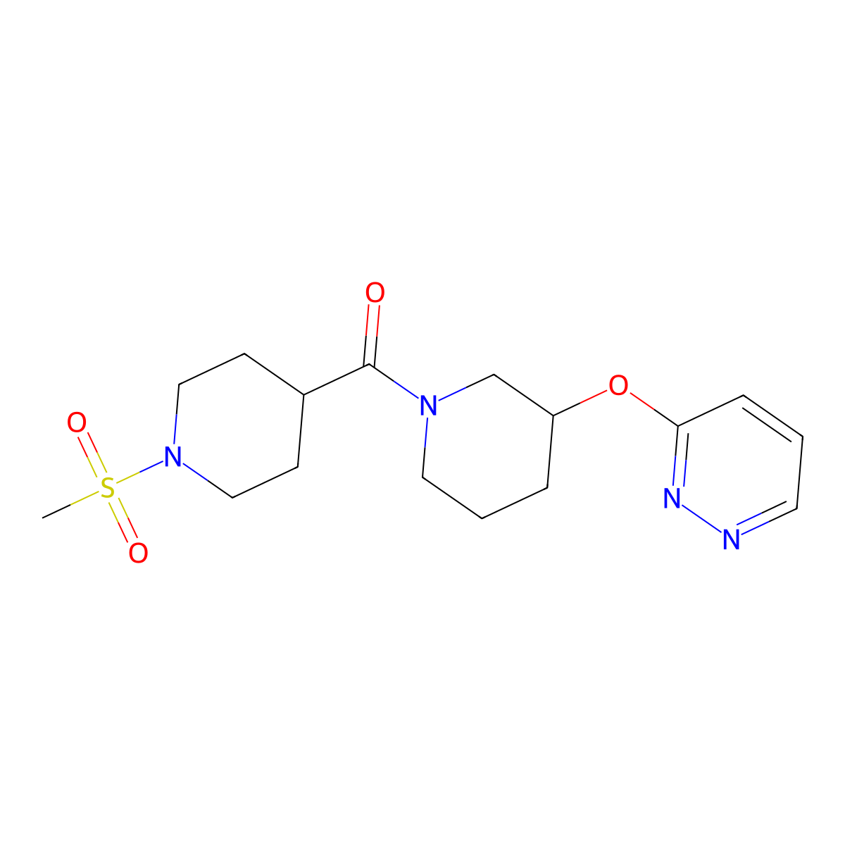 (1-(Methylsulfonyl)piperidin-4-yl)(3-(pyridazin-3-yloxy)piperidin-1-yl)methanone molecular structure, CAS 2034480-65-2