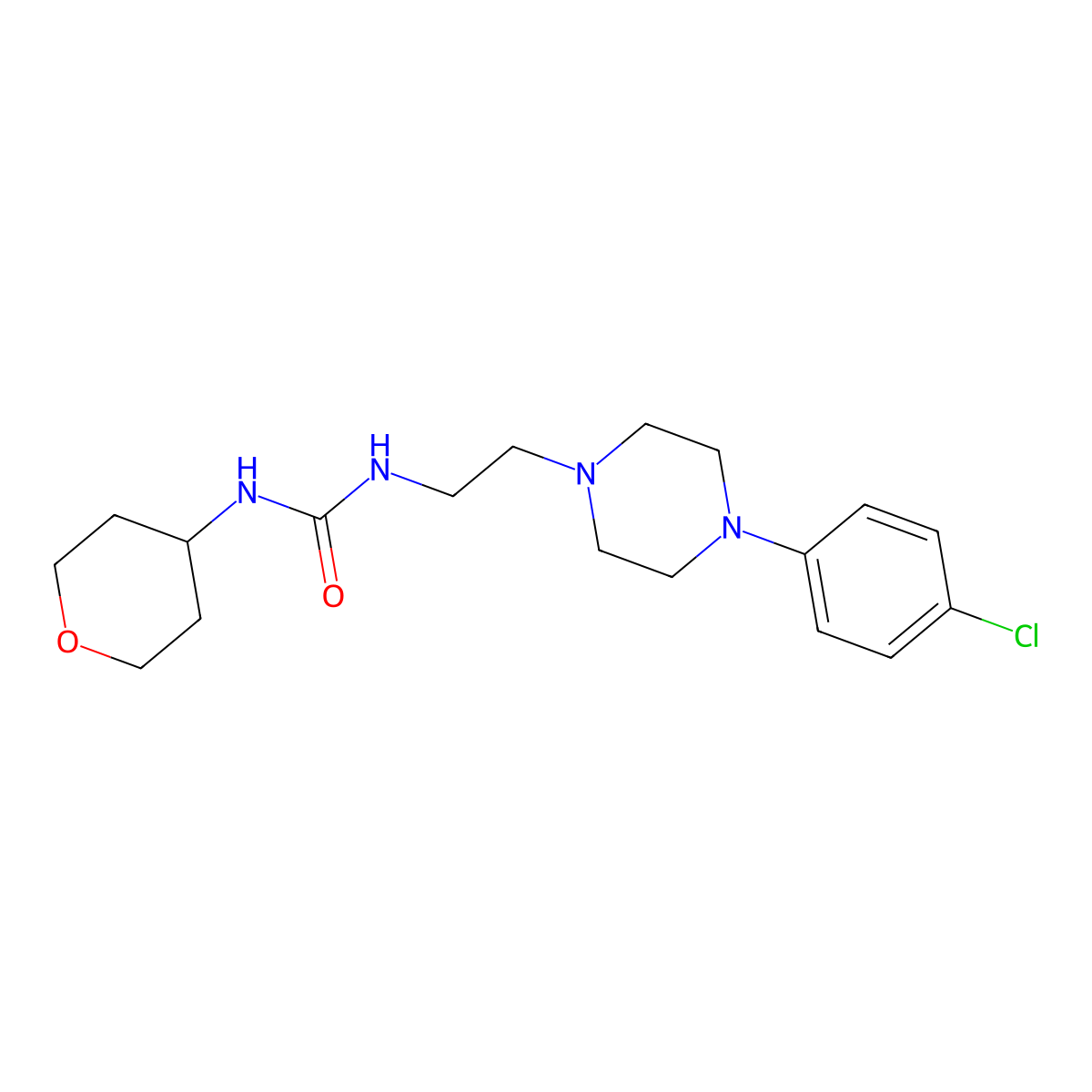1-(2-(4-(4-chlorophenyl)piperazin-1-yl)ethyl)-3-(tetrahydro-2H-pyran-4-yl)urea molecular structure, CAS 2034480-67-4