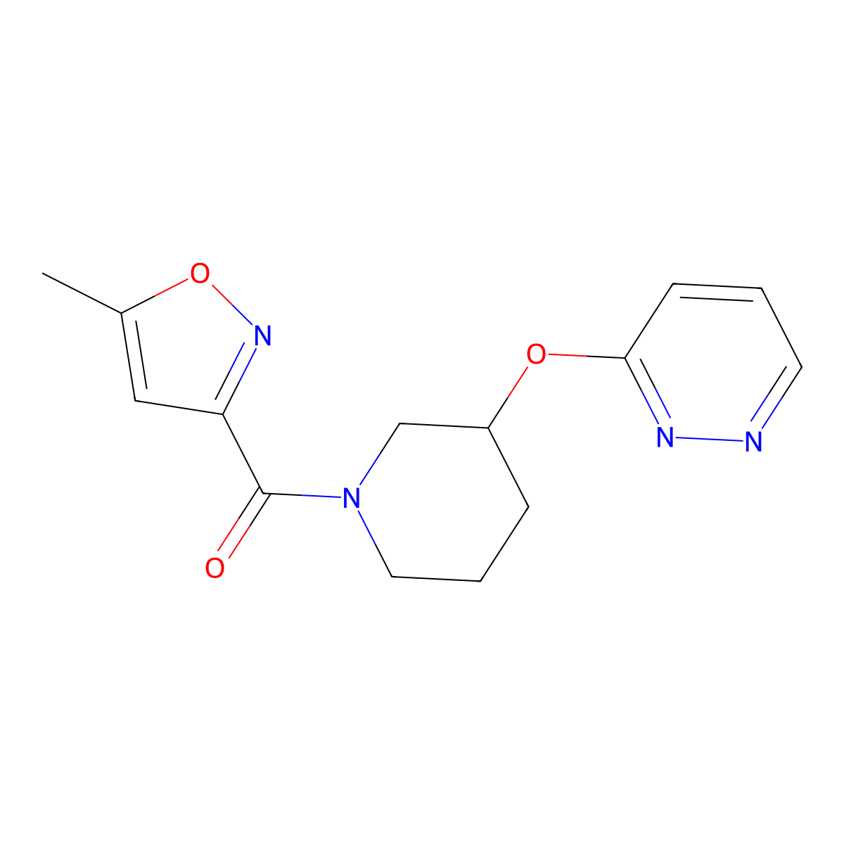 (5-Methylisoxazol-3-yl)(3-(pyridazin-3-yloxy)piperidin-1-yl)methanone molecular structure, CAS 2034480-69-6
