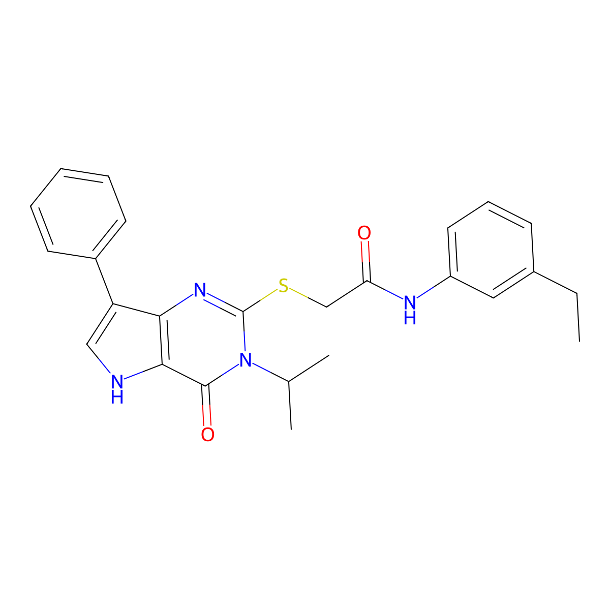 N-(3-ethylphenyl)-2-((3-isopropyl-4-oxo-7-phenyl-4,5-dihydro-3H-pyrrolo[3,2-d]pyrimidin-2-yl)thio)acetamide molecular structure, CAS 2034480-75-4
