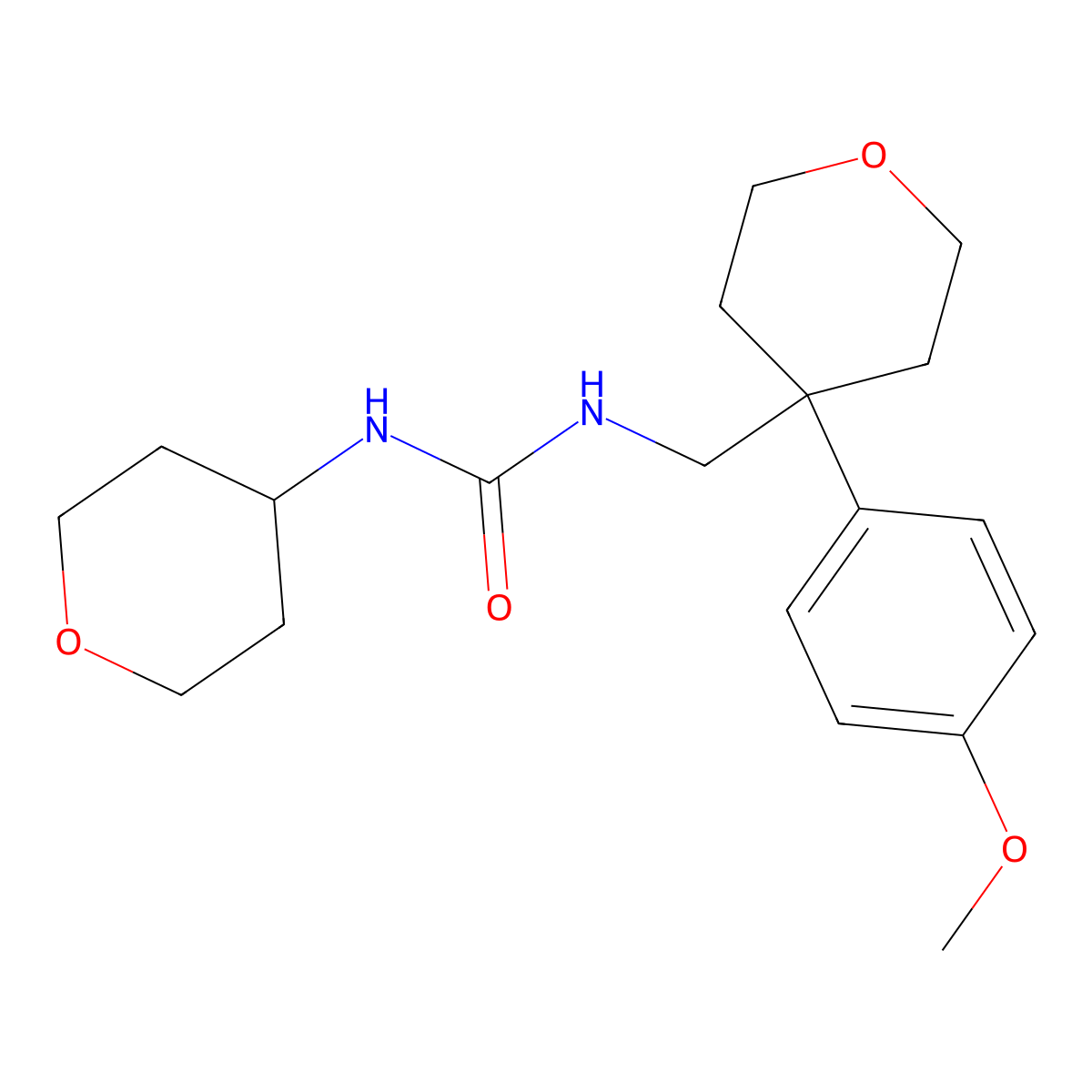 1-((4-(4-methoxyphenyl)tetrahydro-2H-pyran-4-yl)methyl)-3-(tetrahydro-2H-pyran-4-yl)urea molecular structure, CAS 2034480-76-5