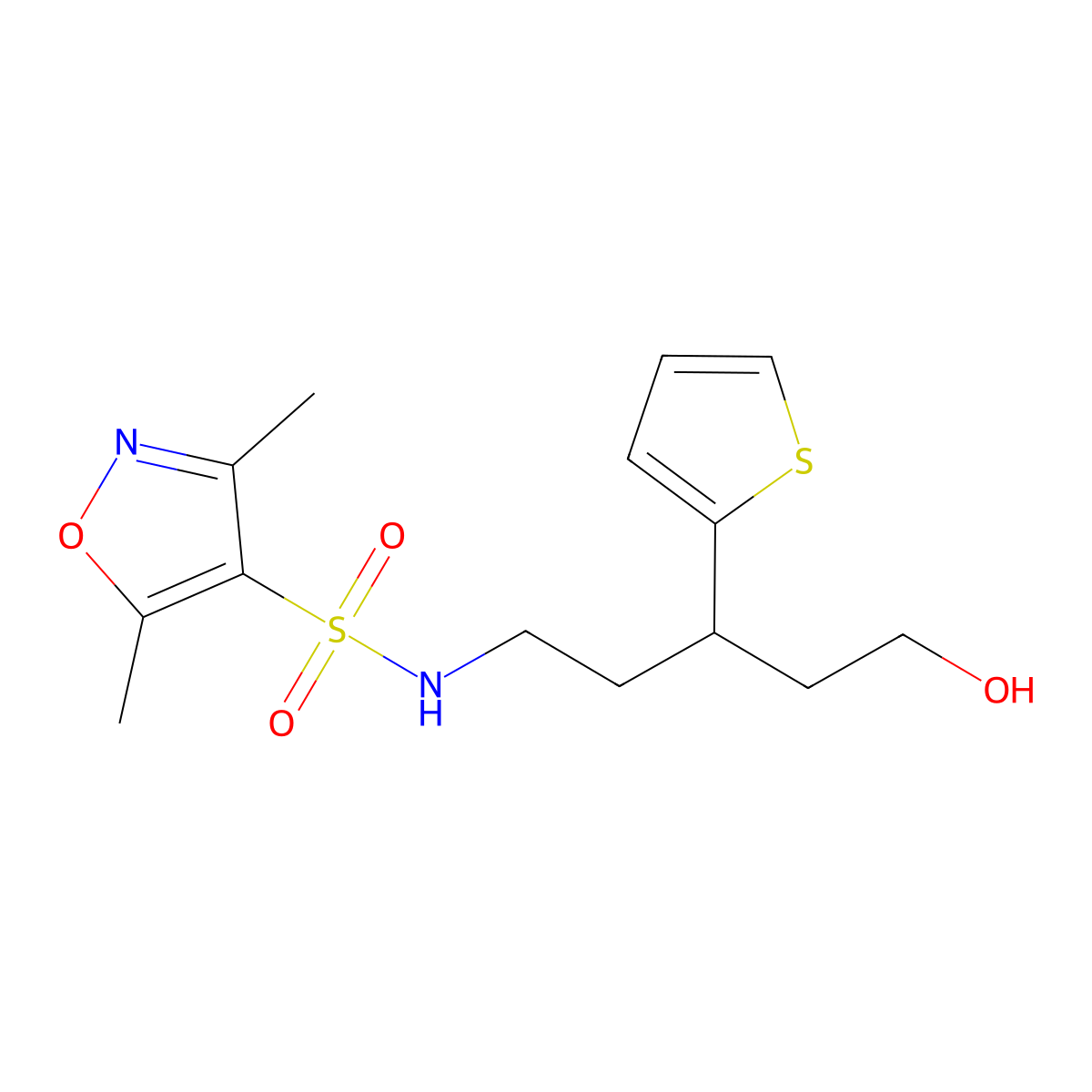 N-(5-hydroxy-3-(thiophen-2-yl)pentyl)-3,5-dimethylisoxazole-4-sulfonamide molecular structure, CAS 2034480-78-7