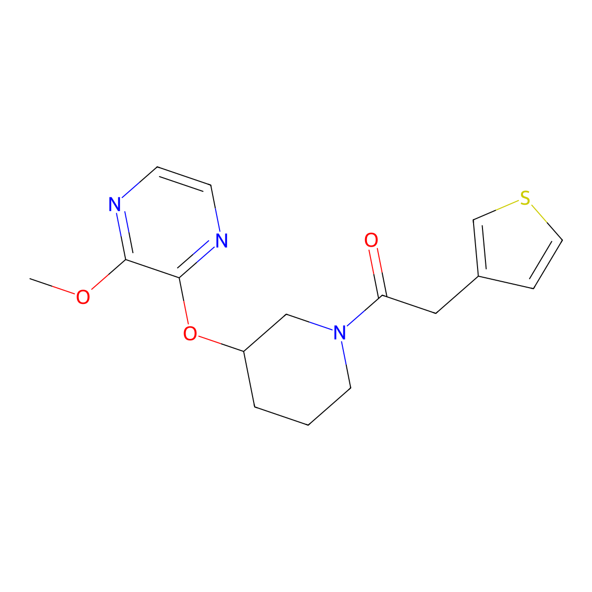 1-(3-((3-Methoxypyrazin-2-yl)oxy)piperidin-1-yl)-2-(thiophen-3-yl)ethanone molecular structure, CAS 2034480-82-3