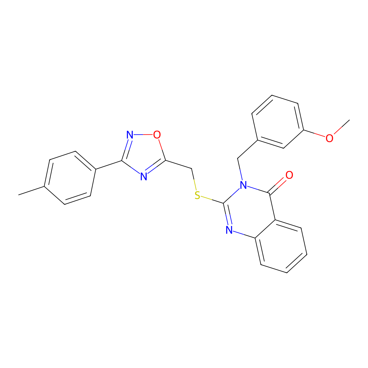 3-(3-methoxybenzyl)-2-(((3-(p-tolyl)-1,2,4-oxadiazol-5-yl)methyl)thio)quinazolin-4(3H)-one molecular structure, CAS 2034480-83-4