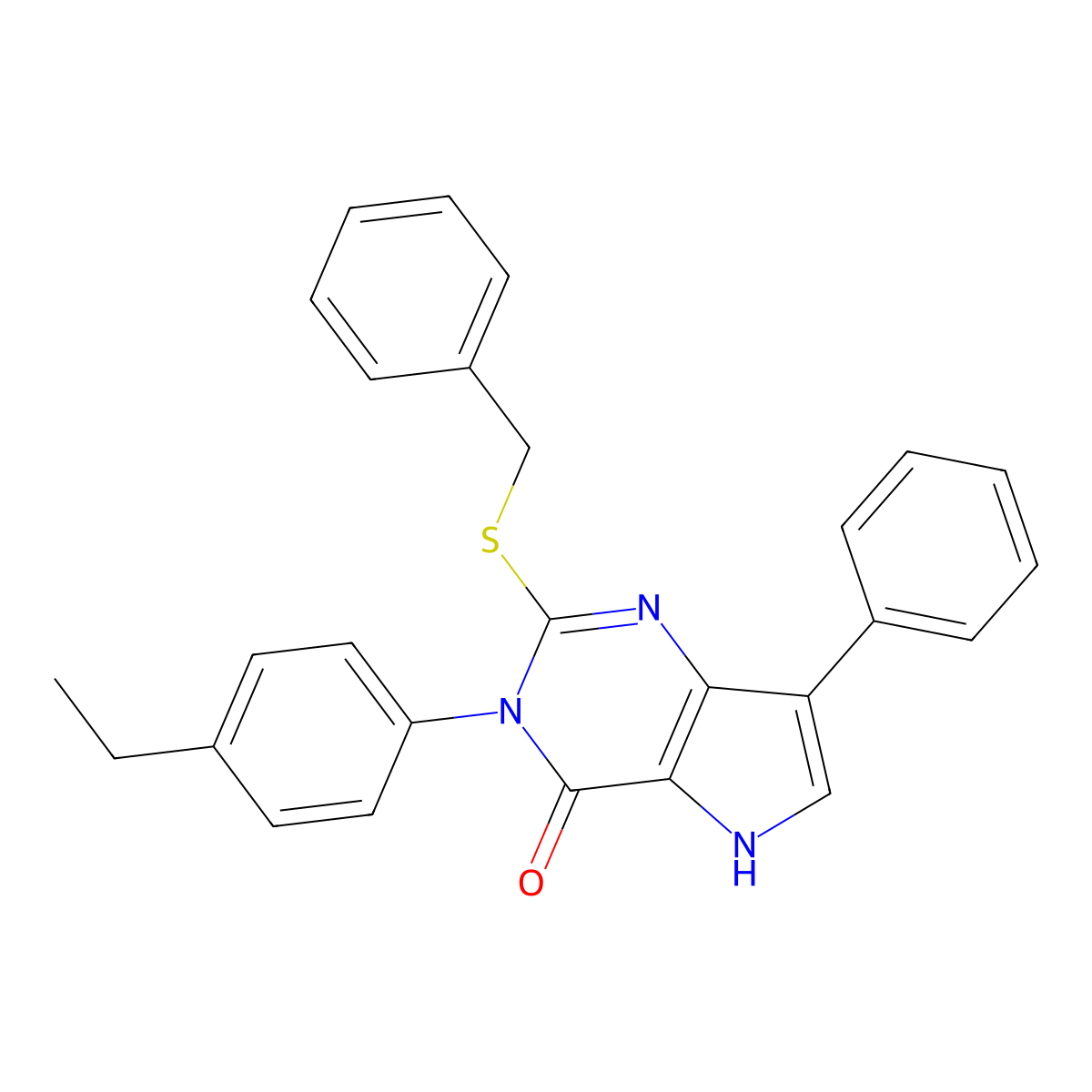 2-(benzylthio)-3-(4-ethylphenyl)-7-phenyl-3H-pyrrolo[3,2-d]pyrimidin-4(5H)-one molecular structure, CAS 2034480-84-5