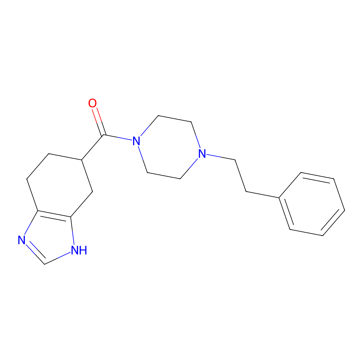 (4-phenethylpiperazin-1-yl)(4,5,6,7-tetrahydro-1H-benzo[d]imidazol-5-yl)methanone molecular structure, CAS 2034480-87-8