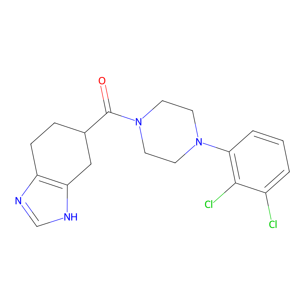 (4-(2,3-dichlorophenyl)piperazin-1-yl)(4,5,6,7-tetrahydro-1H-benzo[d]imidazol-5-yl)methanone molecular structure, CAS 2034480-90-3