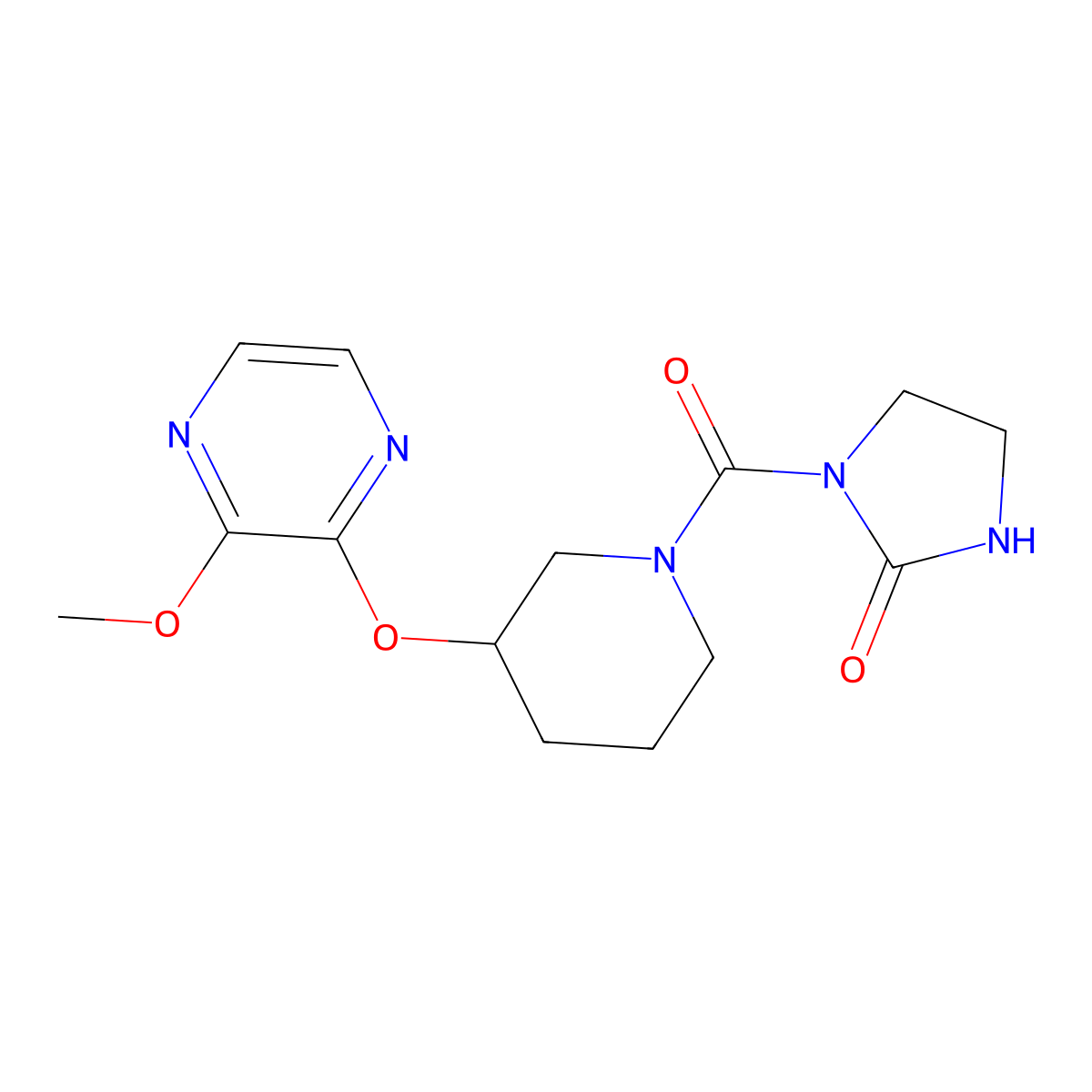 1-(3-((3-Methoxypyrazin-2-yl)oxy)piperidine-1-carbonyl)imidazolidin-2-one molecular structure, CAS 2034480-94-7