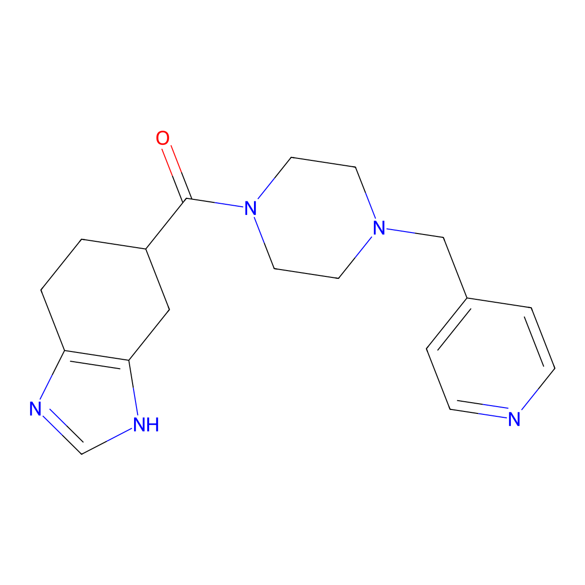 (4-(pyridin-4-ylmethyl)piperazin-1-yl)(4,5,6,7-tetrahydro-1H-benzo[d]imidazol-5-yl)methanone molecular structure, CAS 2034480-99-2