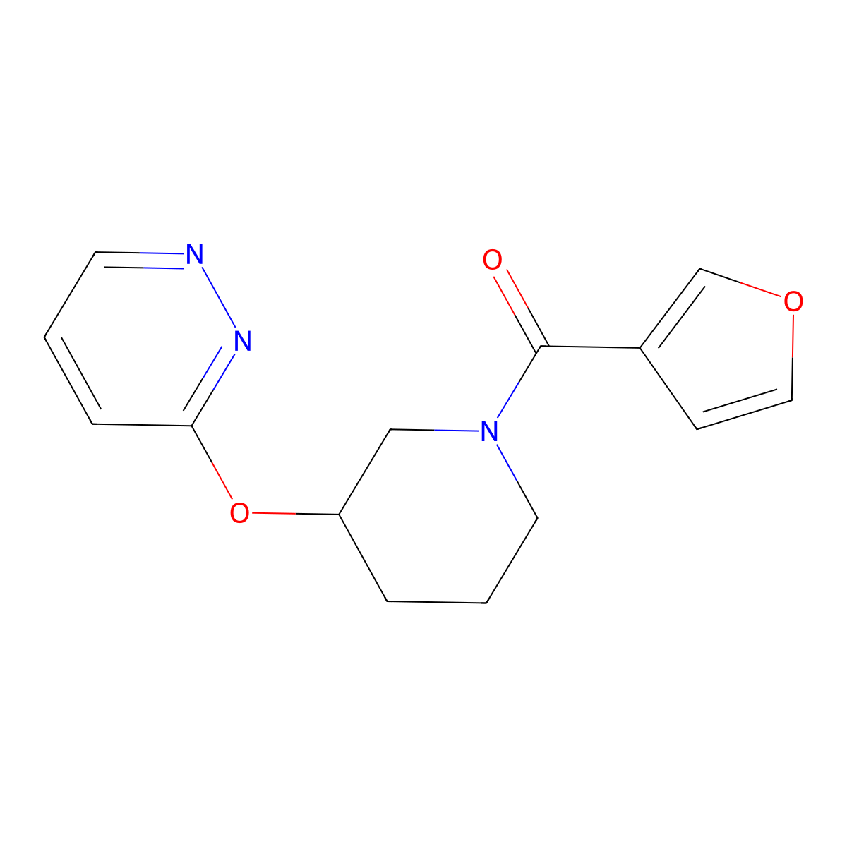 Furan-3-yl(3-(pyridazin-3-yloxy)piperidin-1-yl)methanone molecular structure, CAS 2034481-00-8