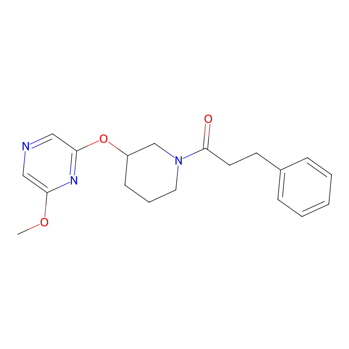 1-{3-[(6-Methoxypyrazin-2-yl)oxy]piperidin-1-yl}-3-phenylpropan-1-one molecular structure, CAS 2034481-09-7