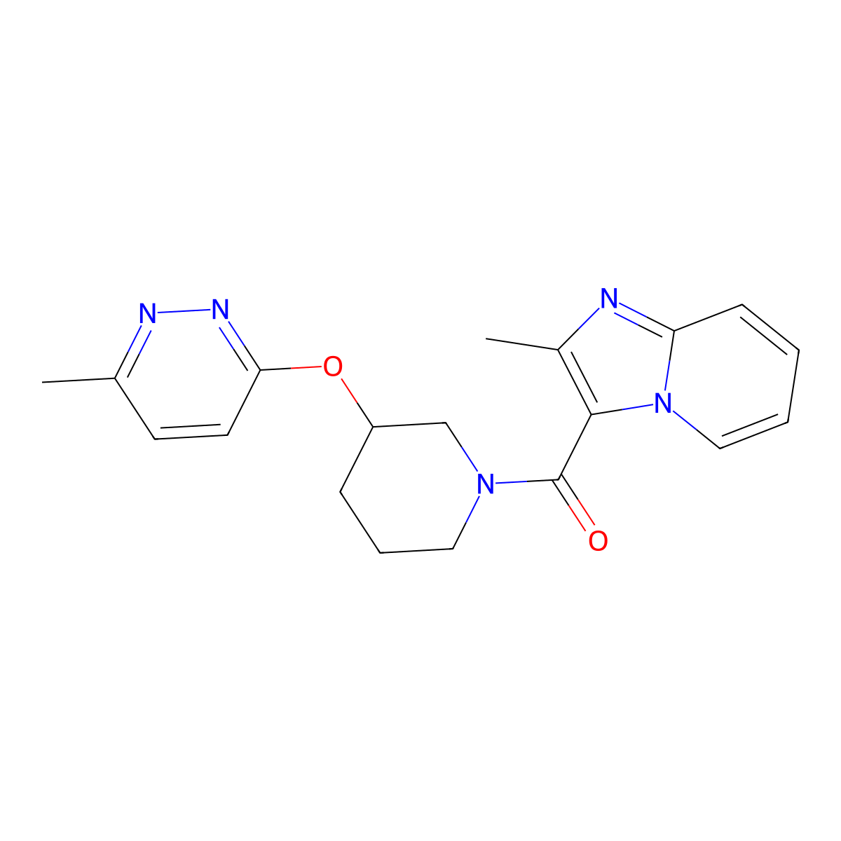 (2-Methylimidazo[1,2-a]pyridin-3-yl)(3-((6-methylpyridazin-3-yl)oxy)piperidin-1-yl)methanone molecular structure, CAS 2034481-14-4