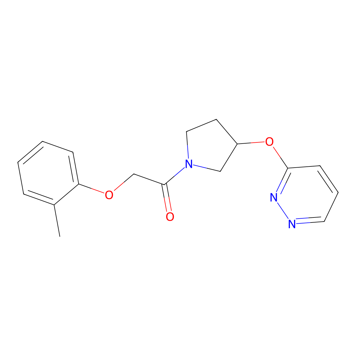 1-(3-(Pyridazin-3-yloxy)pyrrolidin-1-yl)-2-(o-tolyloxy)ethanone molecular structure, CAS 2034481-16-6