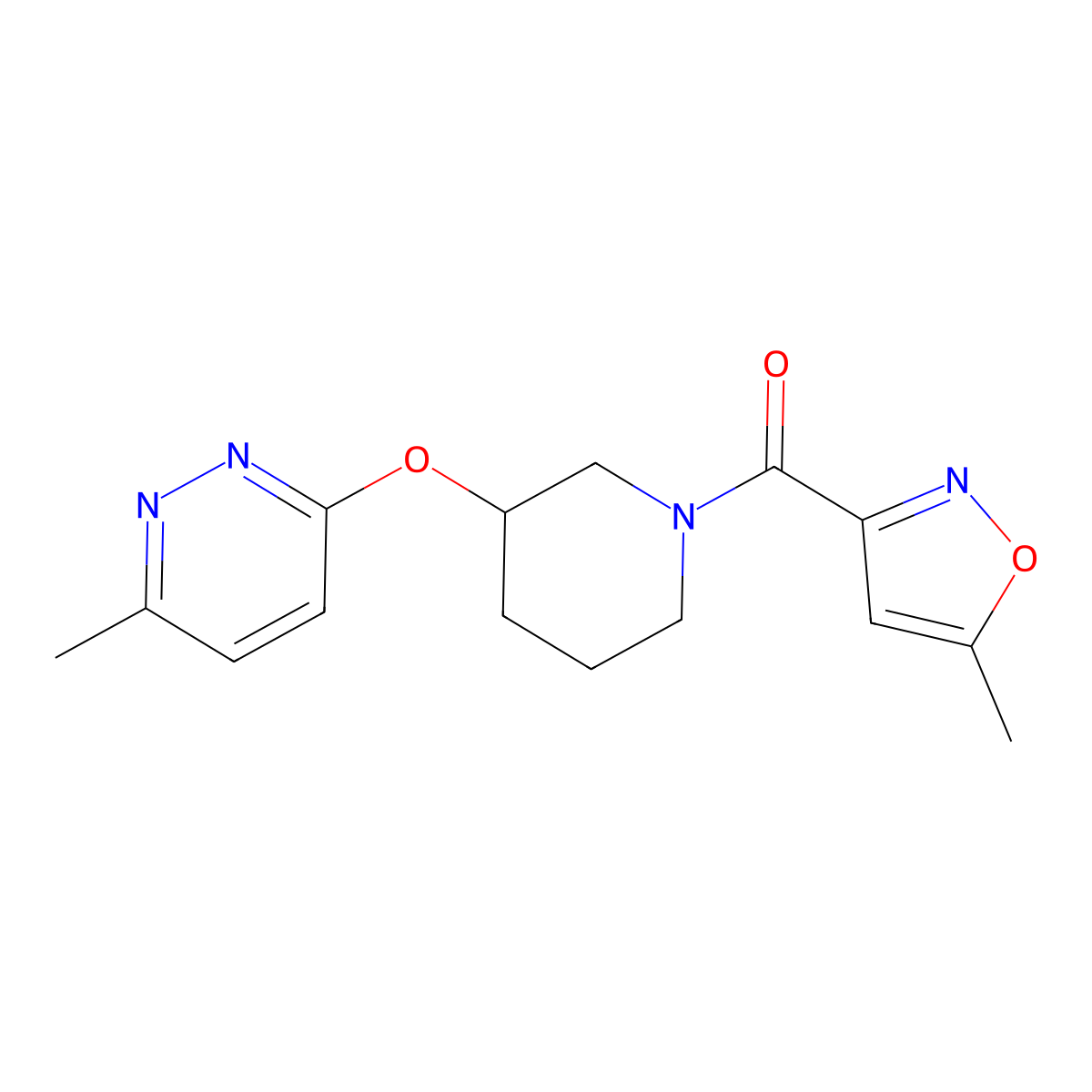 (5-Methylisoxazol-3-yl)(3-((6-methylpyridazin-3-yl)oxy)piperidin-1-yl)methanone molecular structure, CAS 2034481-21-3