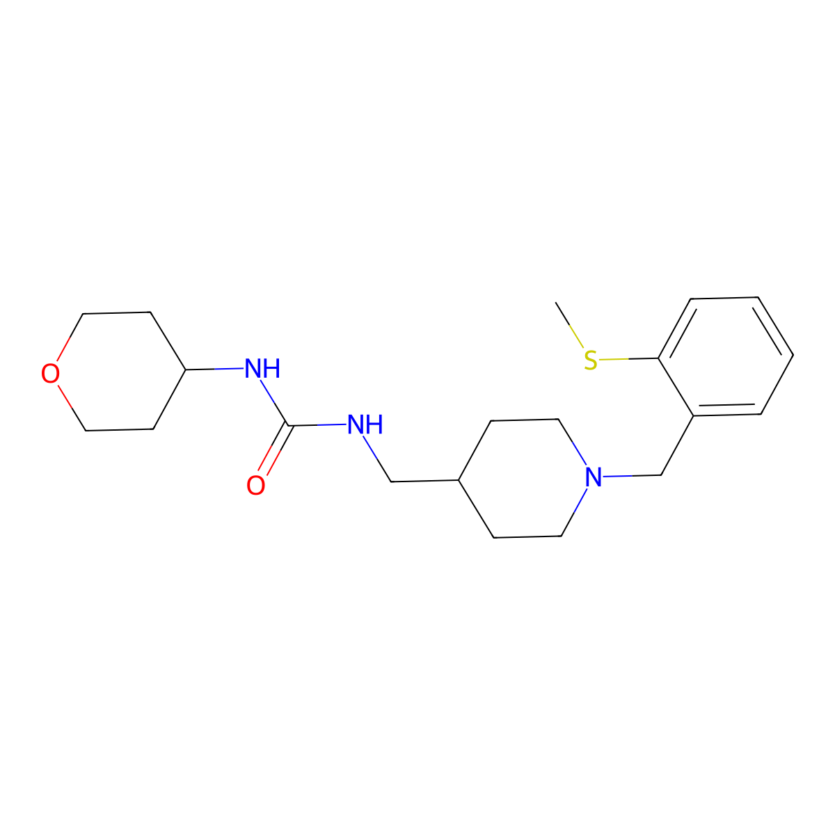 1-((1-(2-(methylthio)benzyl)piperidin-4-yl)methyl)-3-(tetrahydro-2H-pyran-4-yl)urea molecular structure, CAS 2034481-25-7