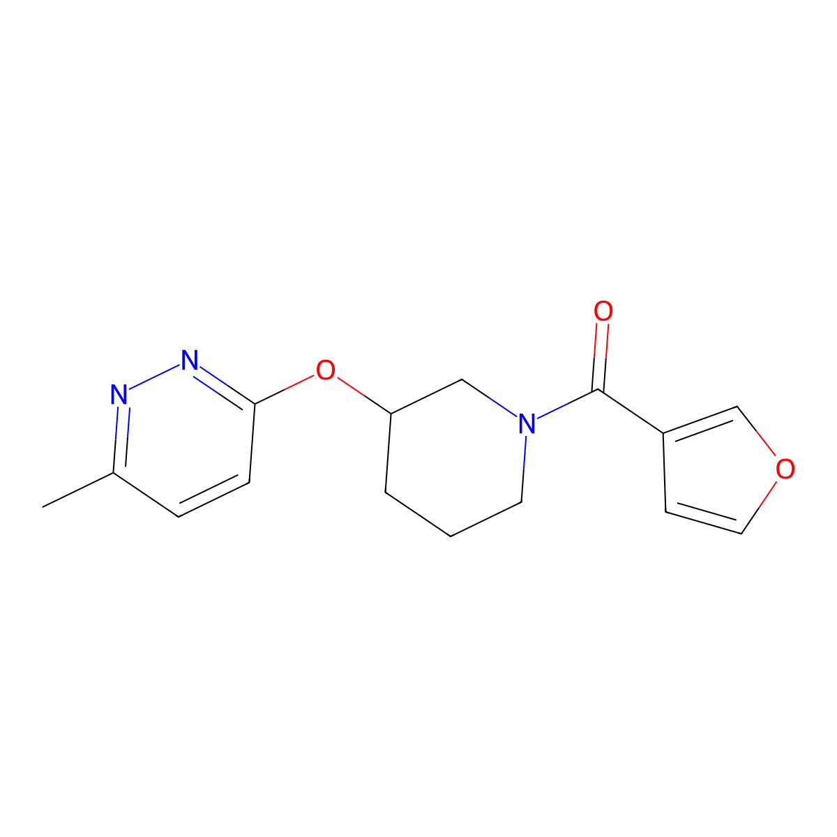 Furan-3-yl(3-((6-methylpyridazin-3-yl)oxy)piperidin-1-yl)methanone molecular structure, CAS 2034481-27-9