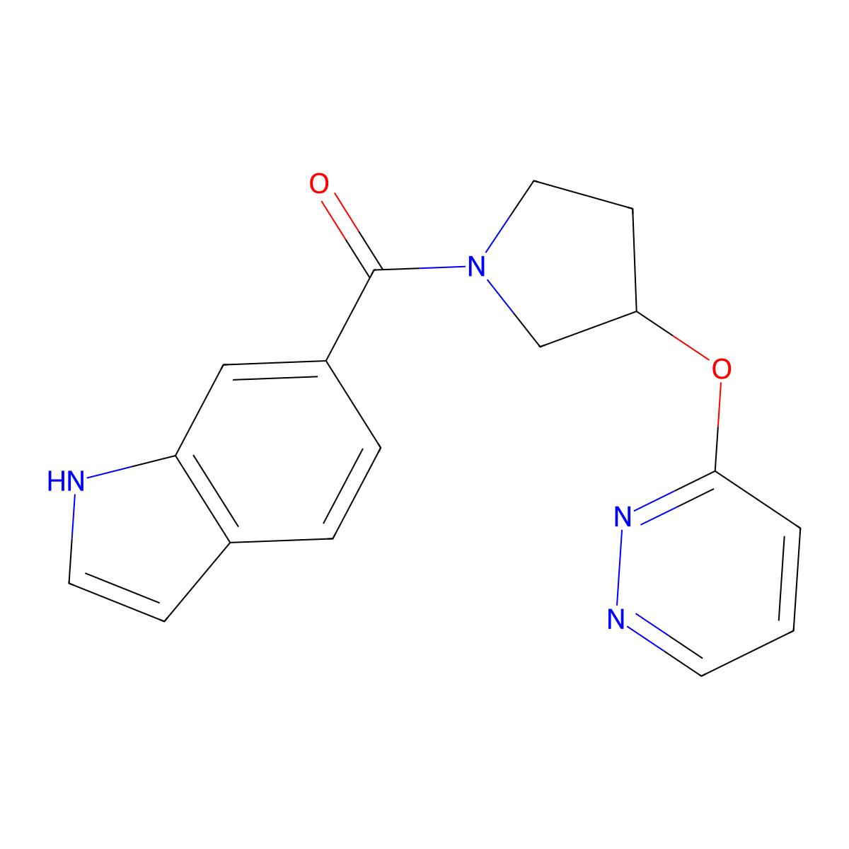 (1H-indol-6-yl)(3-(pyridazin-3-yloxy)pyrrolidin-1-yl)methanone molecular structure, CAS 2034481-30-4