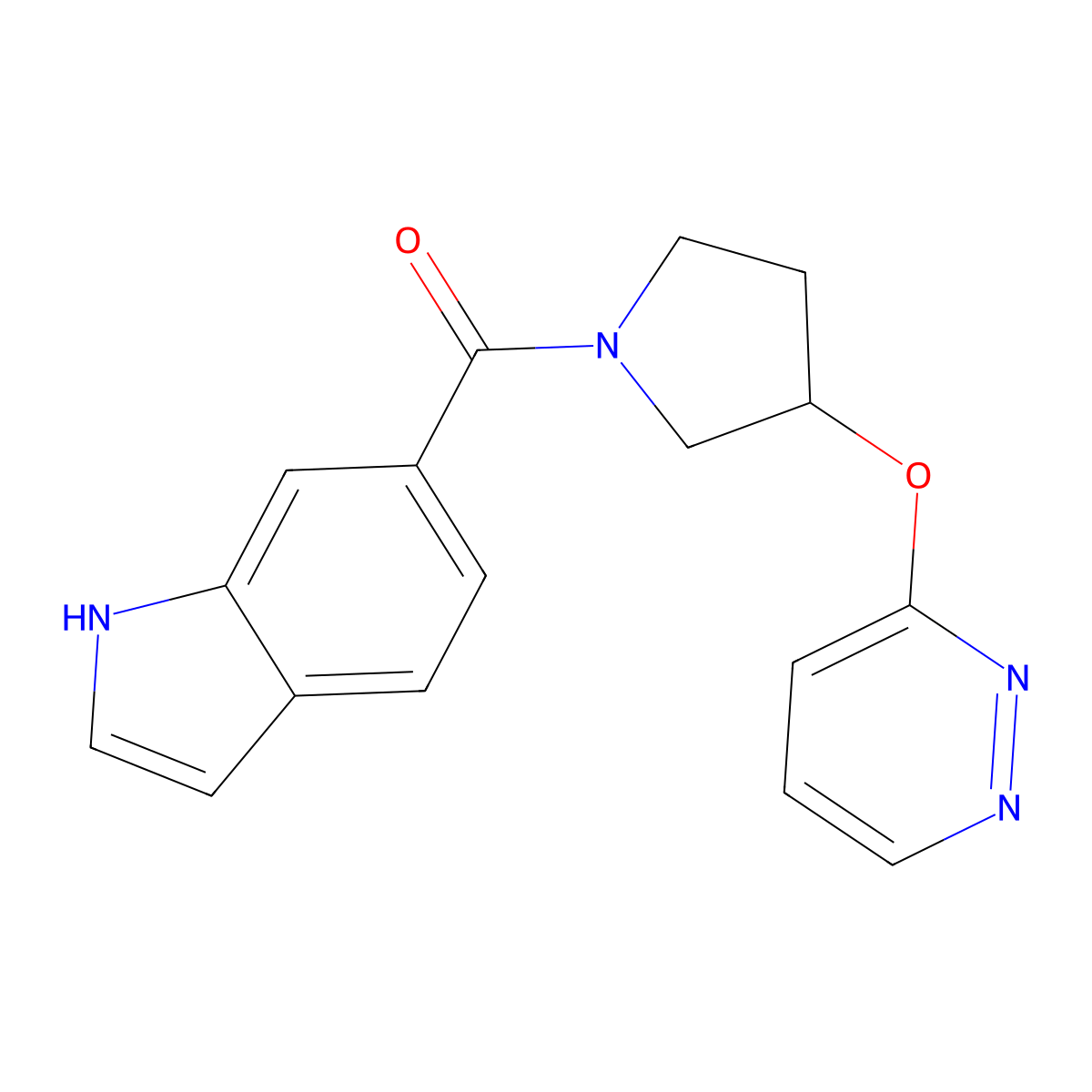 (1H-indol-6-yl)(3-(pyridazin-3-yloxy)pyrrolidin-1-yl)methanone molecular structure, CAS 2034481-30-4
