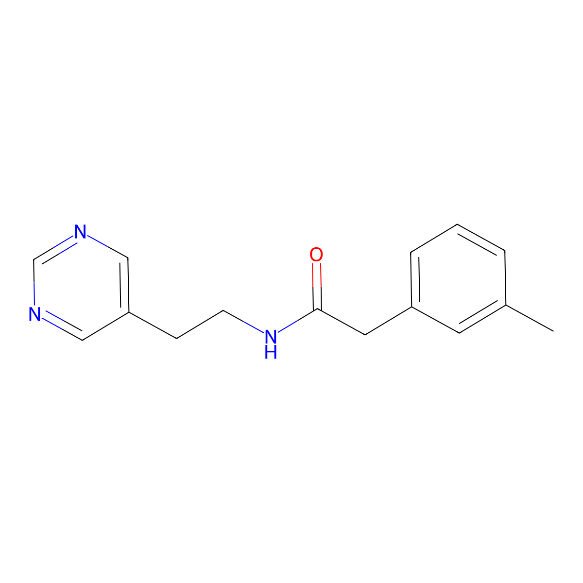 N-(2-(pyrimidin-5-yl)ethyl)-2-(m-tolyl)acetamide molecular structure, CAS 2034481-37-1