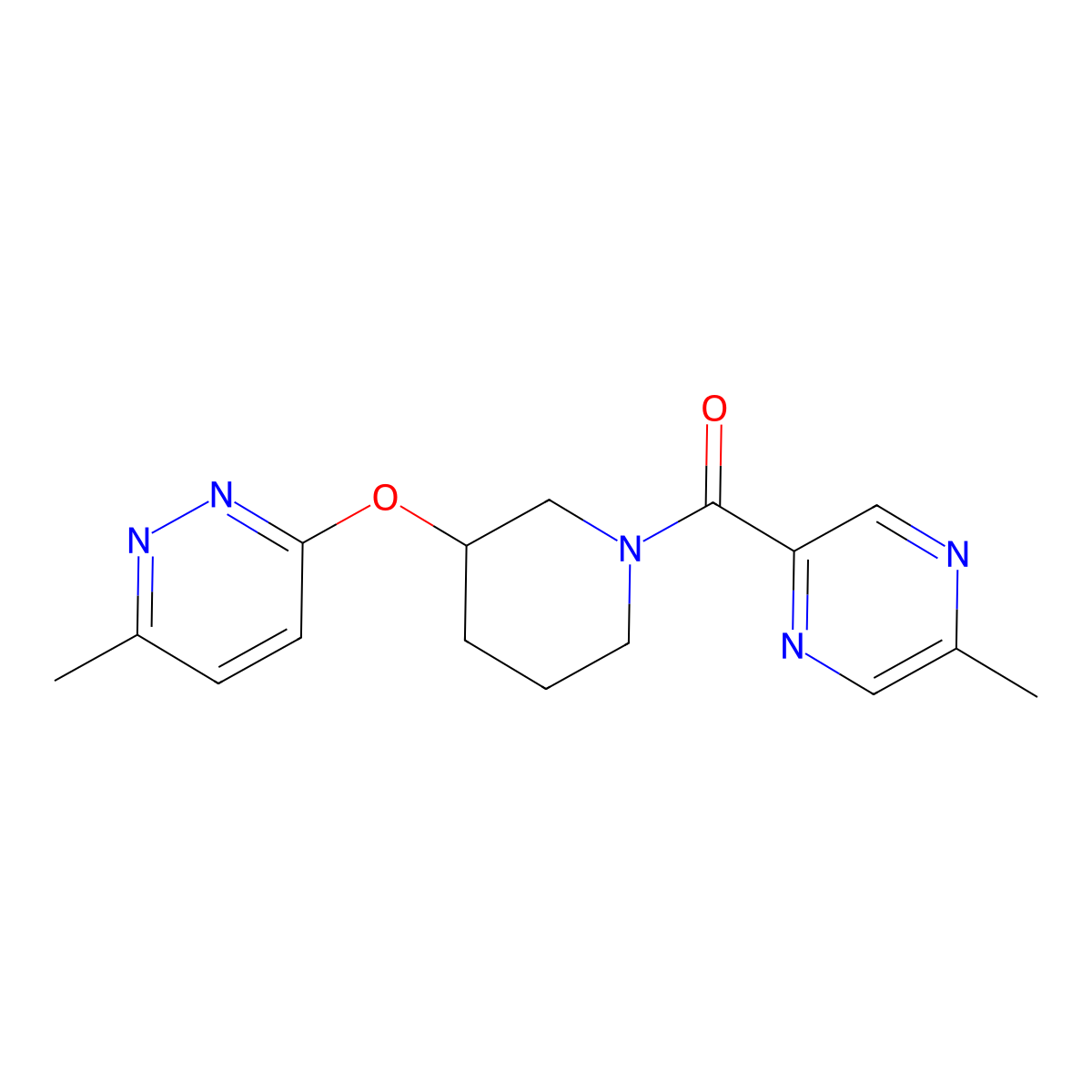 (5-Methylpyrazin-2-yl)(3-((6-methylpyridazin-3-yl)oxy)piperidin-1-yl)methanone molecular structure, CAS 2034481-41-7