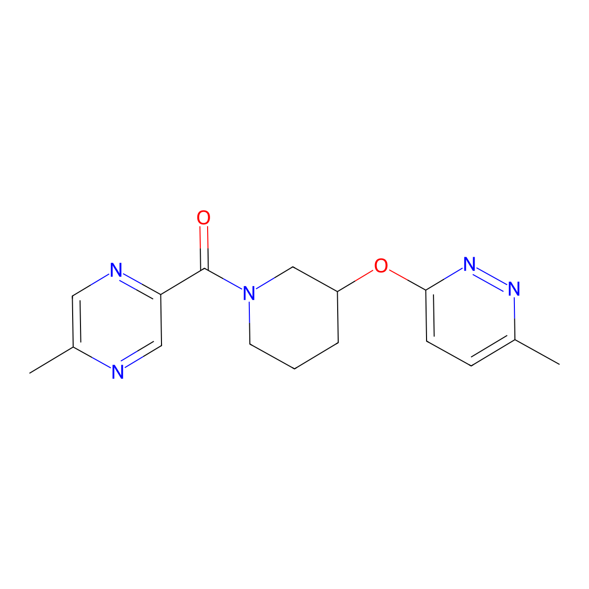 (5-Methylpyrazin-2-yl)(3-((6-methylpyridazin-3-yl)oxy)piperidin-1-yl)methanone molecular structure, CAS 2034481-41-7